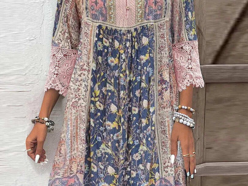 Magdalena – Boho Sukienka z Koronkowym Wykończeniem