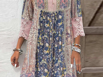 Magdalena – Boho Sukienka z Koronkowym Wykończeniem