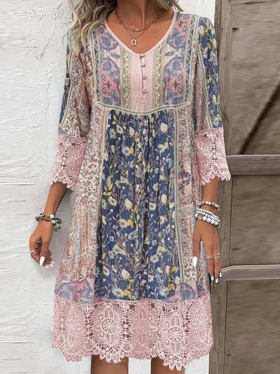 Magdalena – Boho Sukienka z Koronkowym Wykończeniem