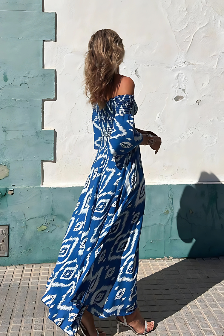 Alina | Sukienka Maxi z Odkrytymi Ramionami i Boho Urokiem 