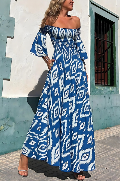 Alina | Sukienka Maxi z Odkrytymi Ramionami i Boho Urokiem 